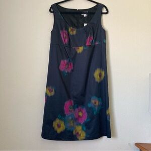 Ann Taylor LOFT Dark Navy Floral Midi Dress | NWT